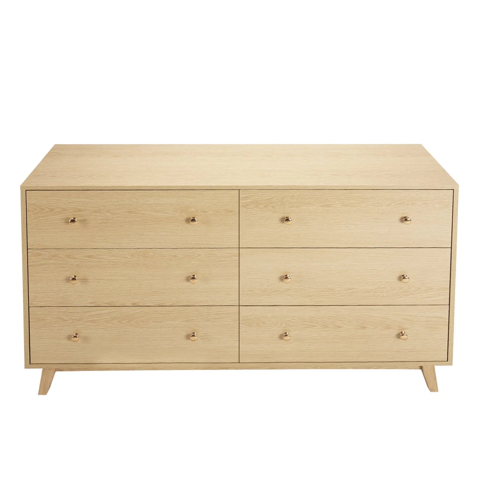 VEVOR 6 Drawer Dresser Wooden Chest of Drawers with Sliding with Anti-tip Device