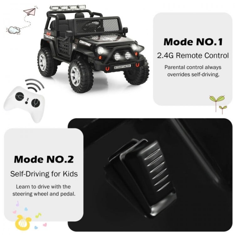 12V Kids Electric Ride On Truck with Remote Control and Operation Lever-Black