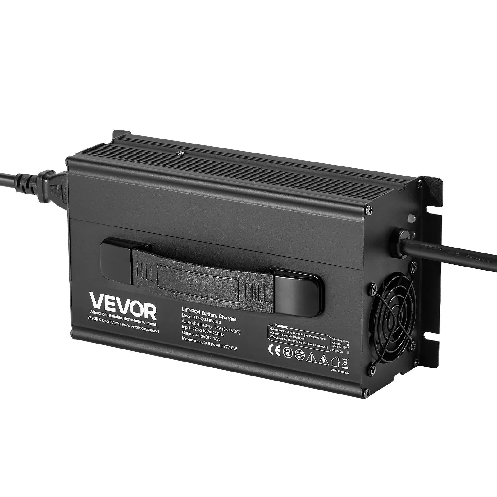 VEVOR 36V 18A Lithium Battery Charger 43.8V AC-DC LiFePO4 Smart Charger for RV