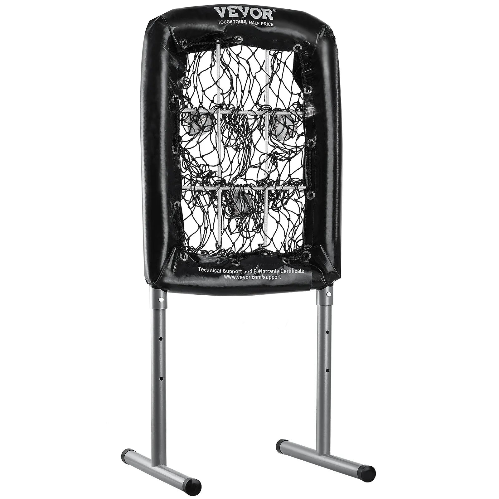VEVOR 9 Hole Baseball Net, 21"x29" Softball Baseball Training Equipment for Hitting Pitching Practice, Heavy Duty Height Adjustable Trainer Aid with Strike Zone & 4 Ground Stakes, for Youth Adults