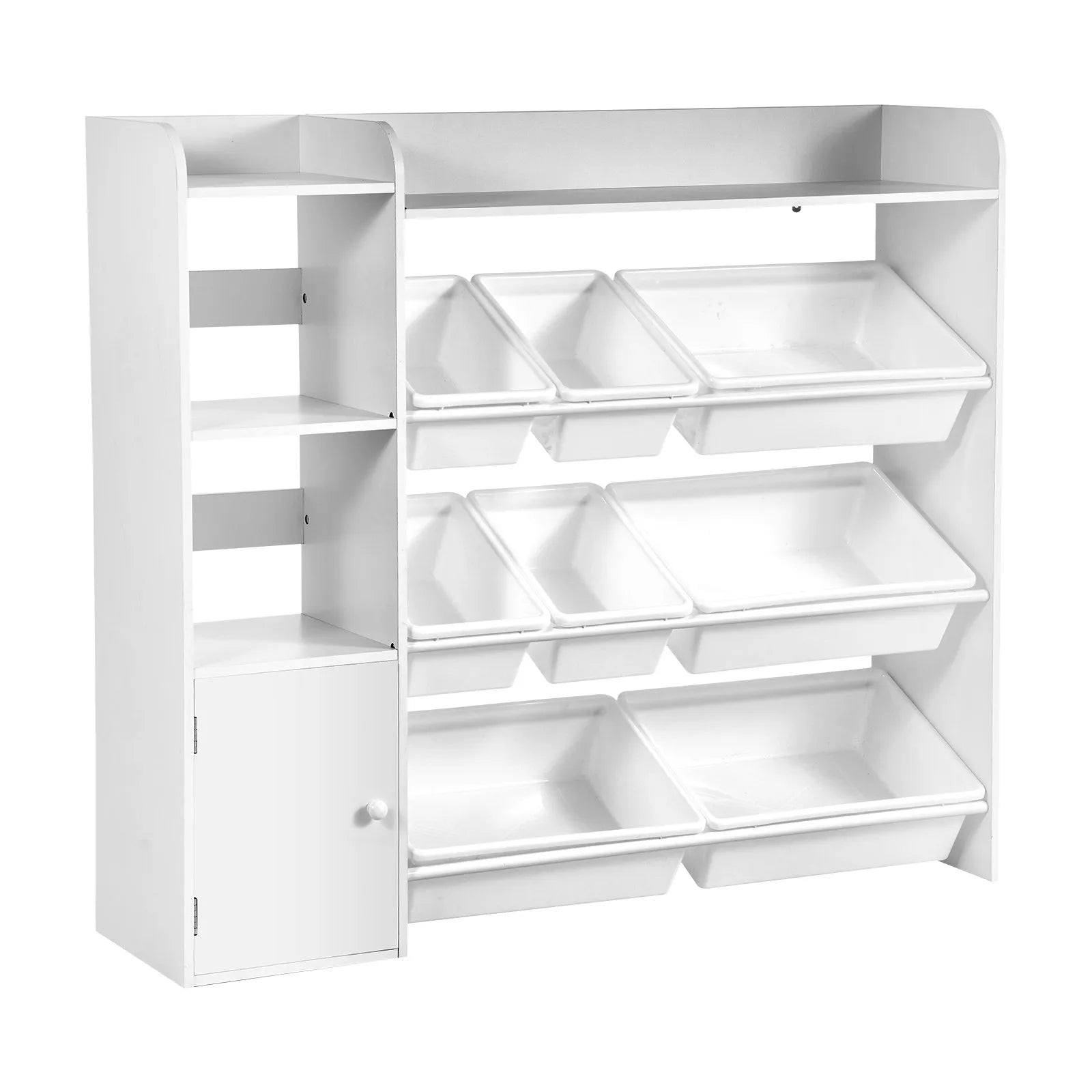 VEVOR 4-Tier Kids Toy Storage and Bookshelf with 8 Flexible Plastic Bins White