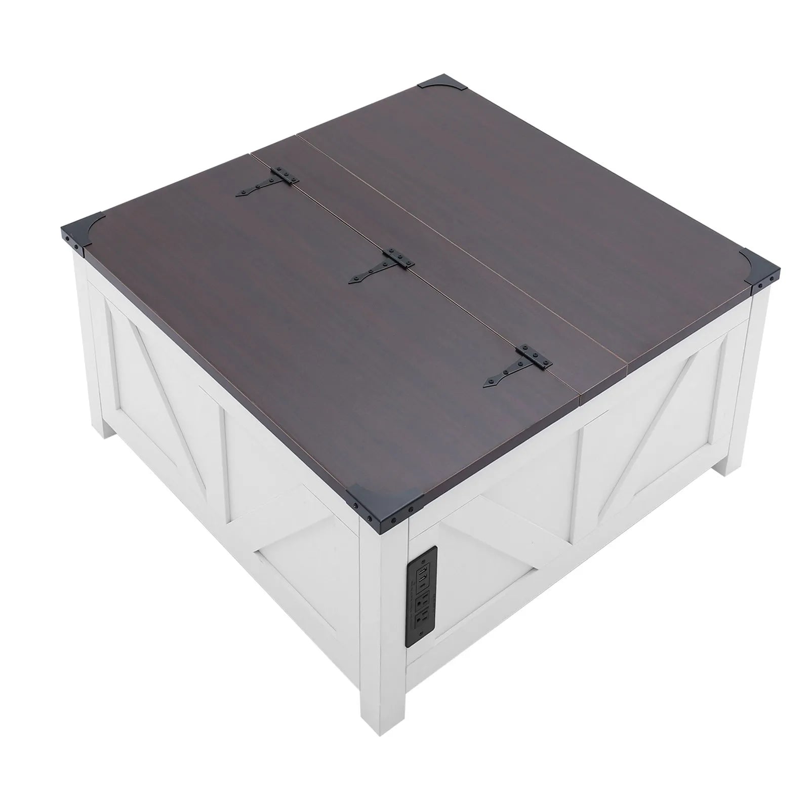 VEVOR 36" Farmhouse Coffee Table Hinged Lift Top Square Table with Power Strip
