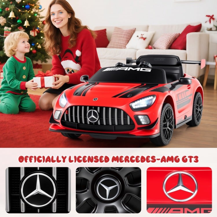 12V Kids Ride-On Car Mercedes-AMG GT3 Licensed with Adjustable Speed-Red
