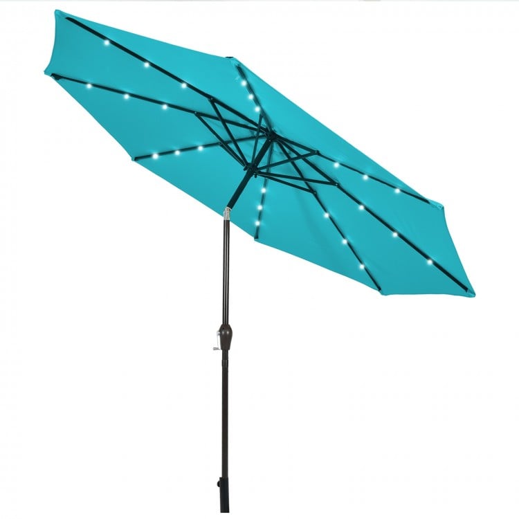 10 Feet Outdoor Patio Umbrella with Bright Solar LED Lights-Turquoise