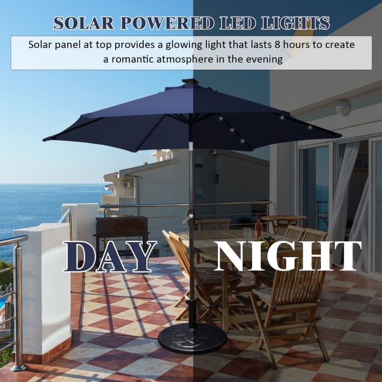 10 Feet Outdoor Patio Umbrella With Bright Solar LED Lights-Dark Blue