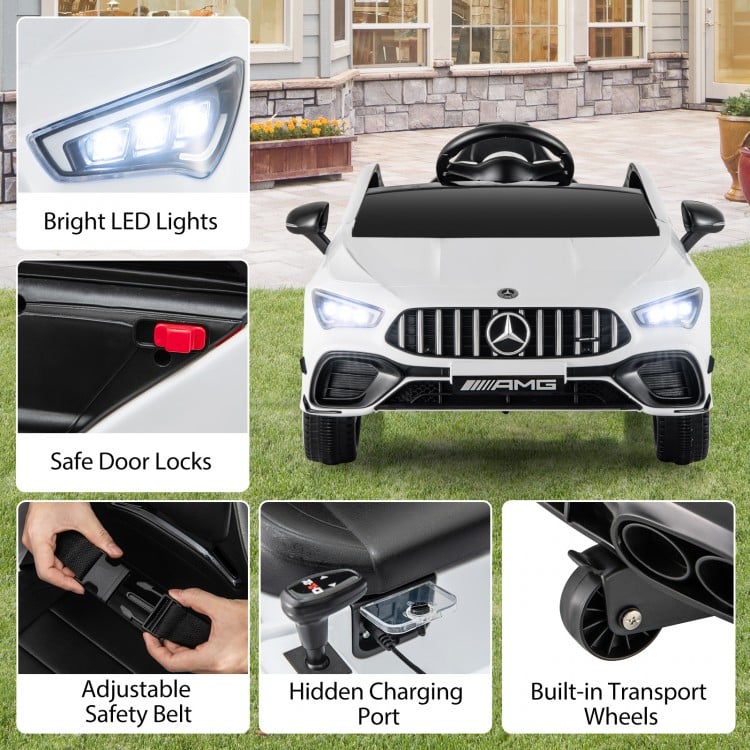 12V Kids Ride on Car Mercedes-Benz AMG CLA 45 with Remote-White