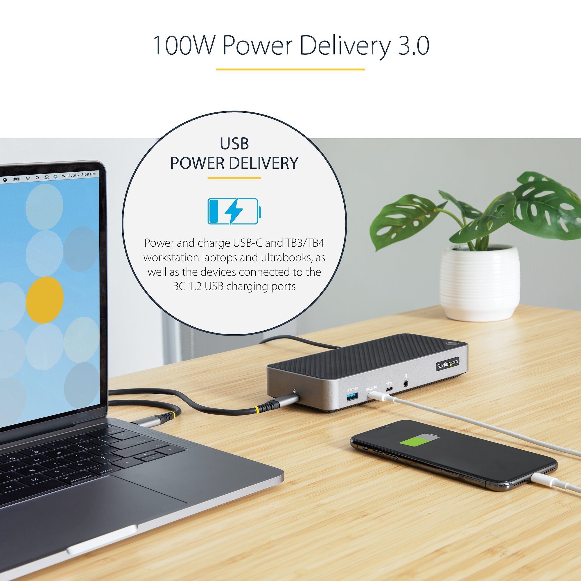 USB-C Triple Monitor Docking Station - HDMI/DP Triple 4k USB-C Dock - 5x USB Hub - GbE - 100W PD - Universal Multi Monitor Docking Station - Thunderbolt 3/4 Compatible