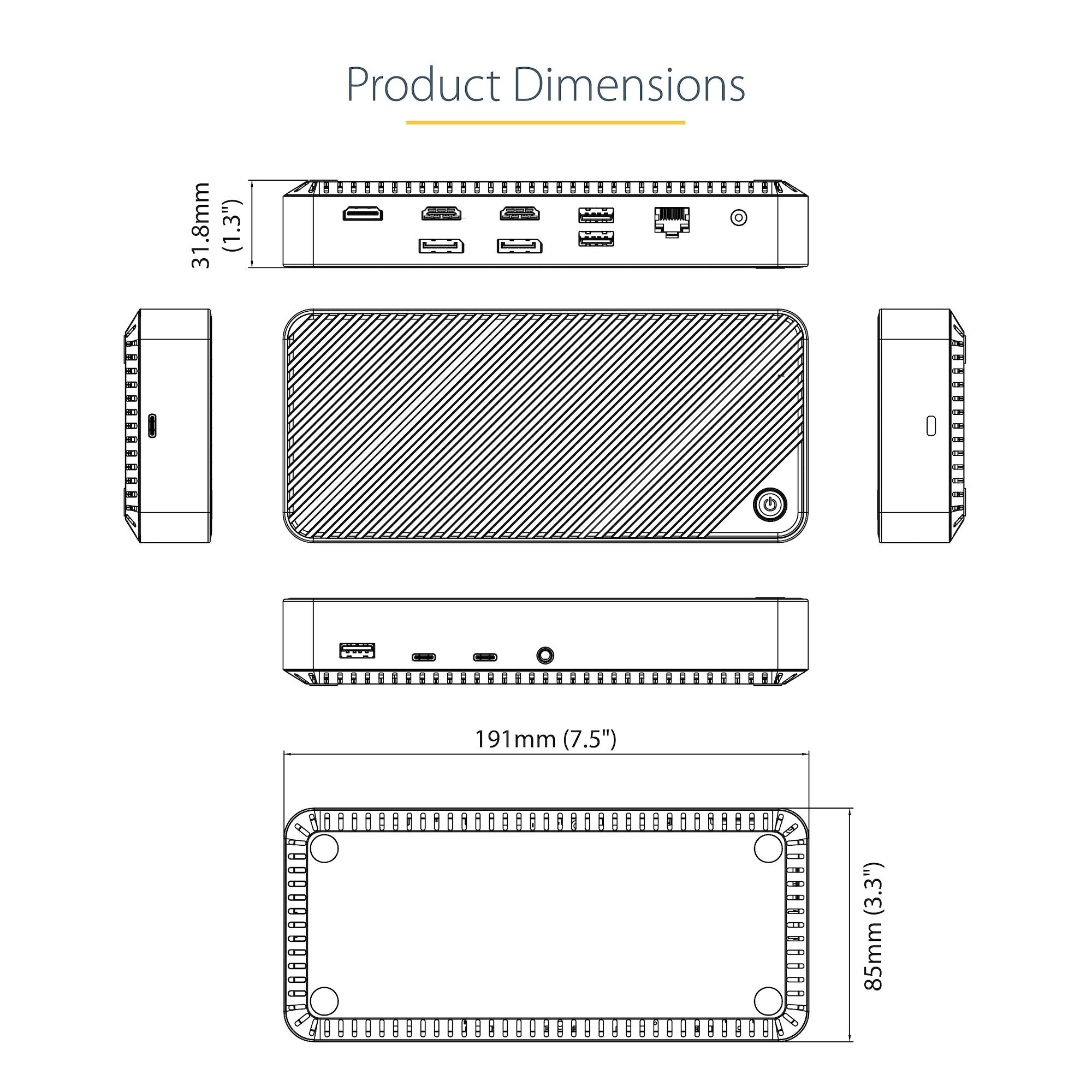 USB-C Triple Monitor Docking Station - HDMI/DP Triple 4k USB-C Dock - 5x USB Hub - GbE - 100W PD - Universal Multi Monitor Docking Station - Thunderbolt 3/4 Compatible