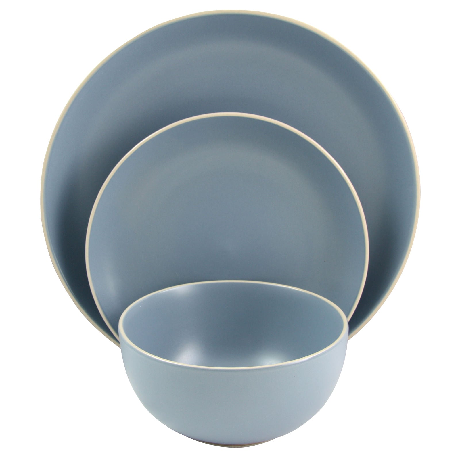 Gibson Home Rockaway 12-Piece Dinnerware Set in Matte Blue - Free Shipping