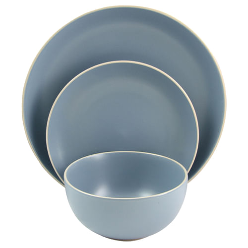 Gibson Home Rockaway 12-Piece Dinnerware Set in Matte Blue - Free Shipping