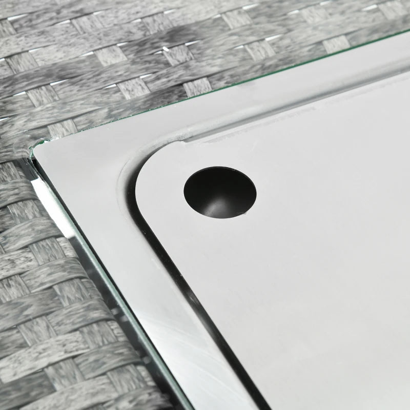 Outsunny 6 Piece Patio Furniture Set with 50,000 BTU Gas Fire Pit Table, Outdoor PE Rattan Dining Table and Chair Set, Sectional Conversation Sofa Set with Cushions, Grey