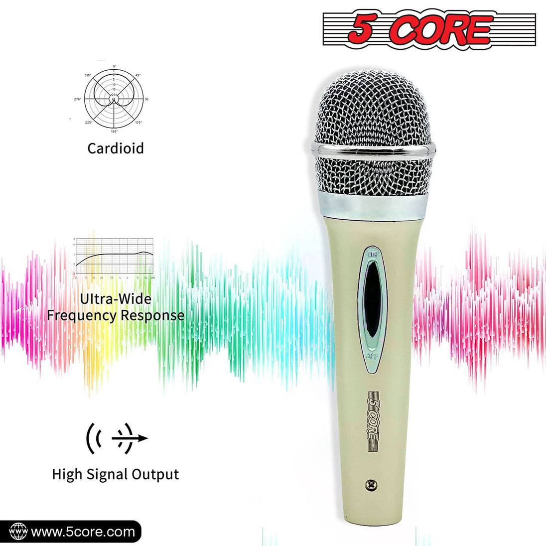 5Core Handheld XLR Dynamic Microphone – Professional Microphone for Karaoke, Singing, and Studio Use (Microfono)