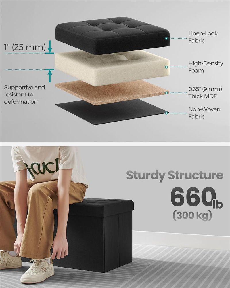SONGMICS Foldable Storage Ottoman