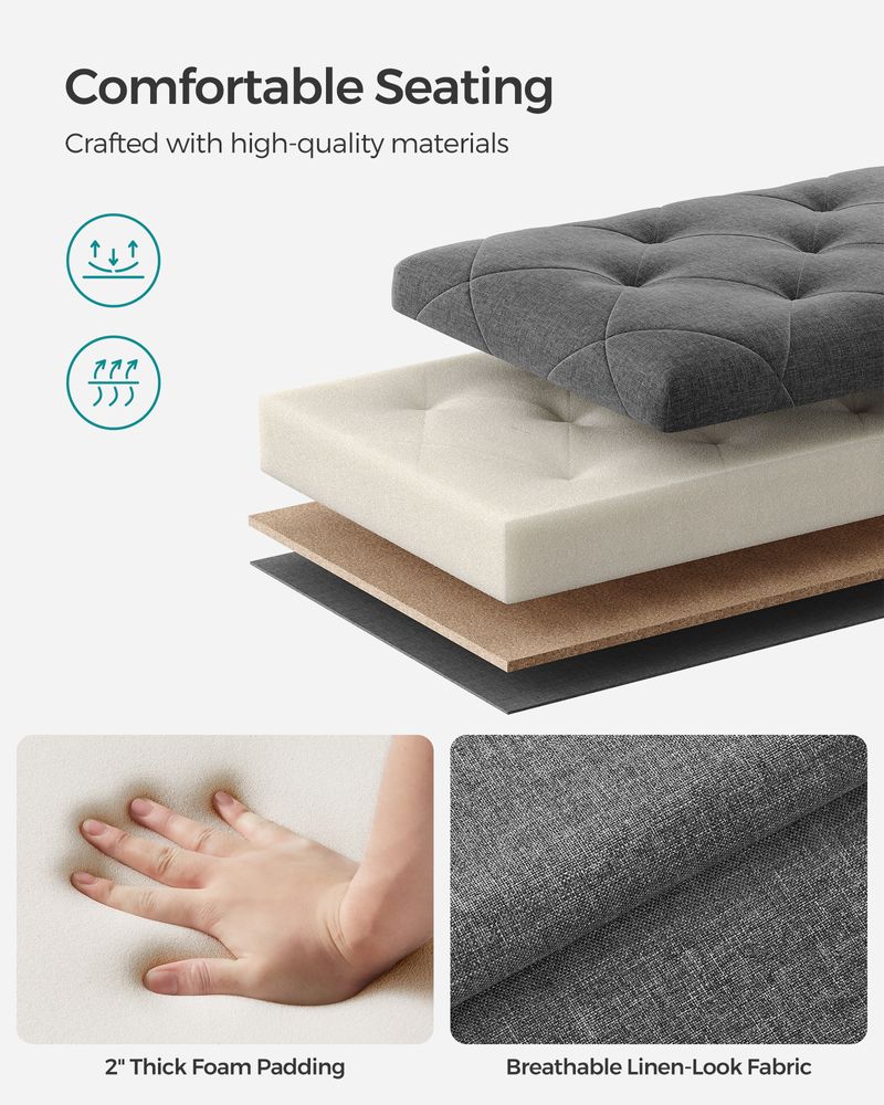 SONGMICS Storage Ottoman Bench with Legs, Load up to 660 lb