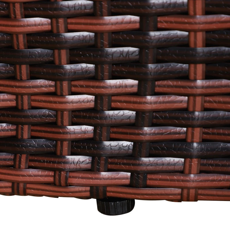 Outsunny 4 Pieces Outdoor Daybed with Retractable Canopy, PE Rattan Wicker Round Sofa Day Bed, Patio Sectional Conversation Furniture Set with Cushions and Pillows, Light Blue