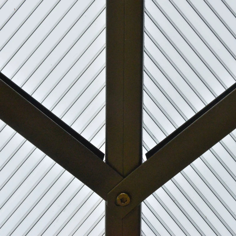 Outsunny 10'x12' Hardtop Patio Gazebo Aluminum Gazebo Canopy with Double Tier Roof, Curtains, Netting Sidewalls, Black & Grey