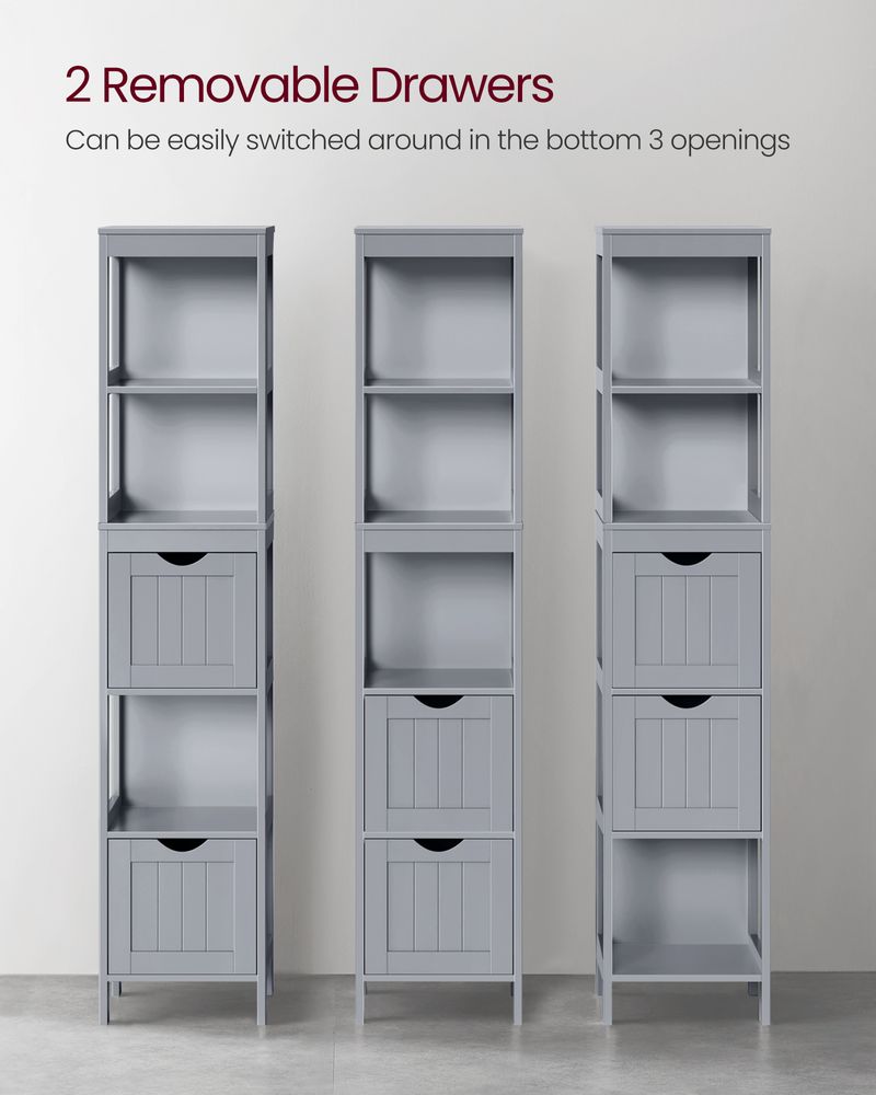 VASAGLE Bathroom Floor Cabinet with 2 Removable Drawers