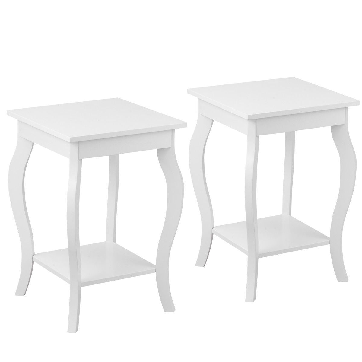 Set of 2 Accent Side Tables with ShelfÂ
