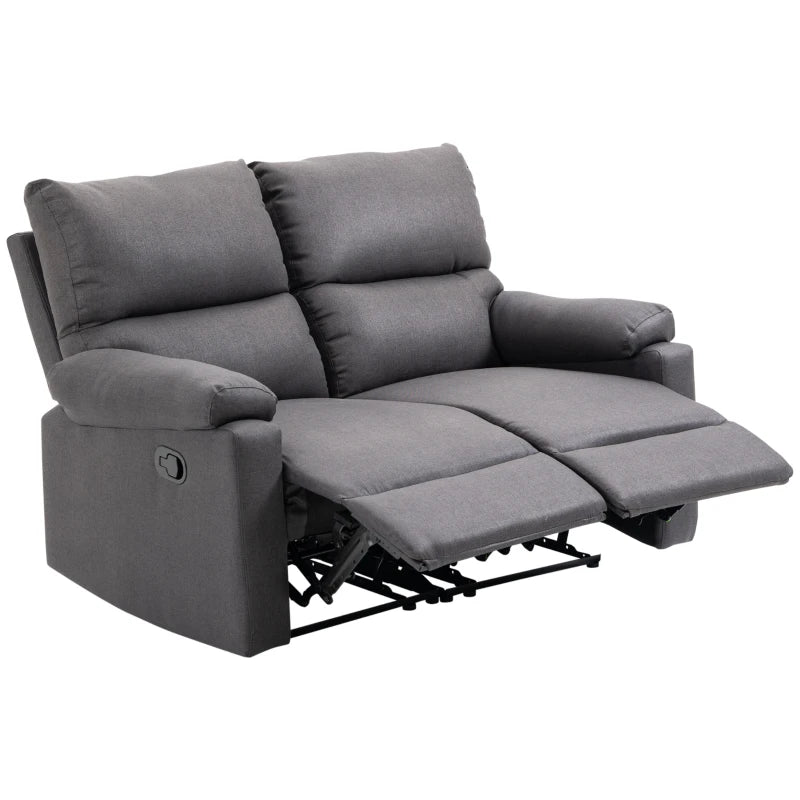 HOMCOM Loveseat Recliner Sofa, 2 Seater Reclining Chair with Footrest and Split Backrest, Dark Grey