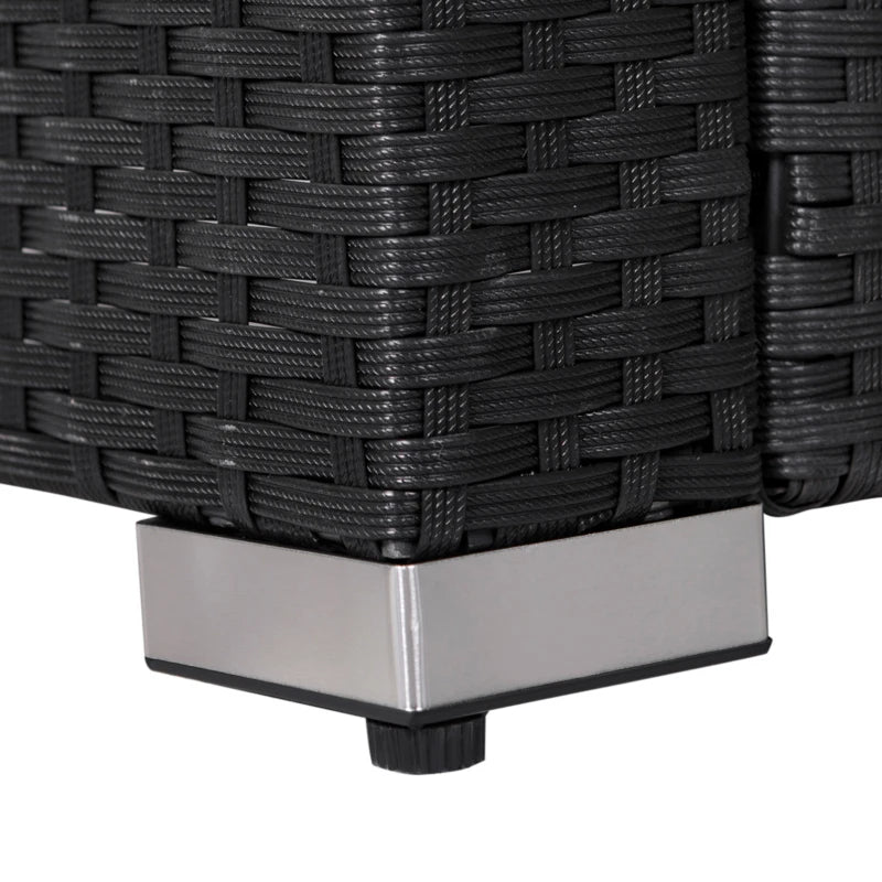 Outsunny 4 Pieces Sectional Patio Furniture Set, Rattan Wicker Patio Chairs Outdoor Coffee Set with Cushions, Cream White