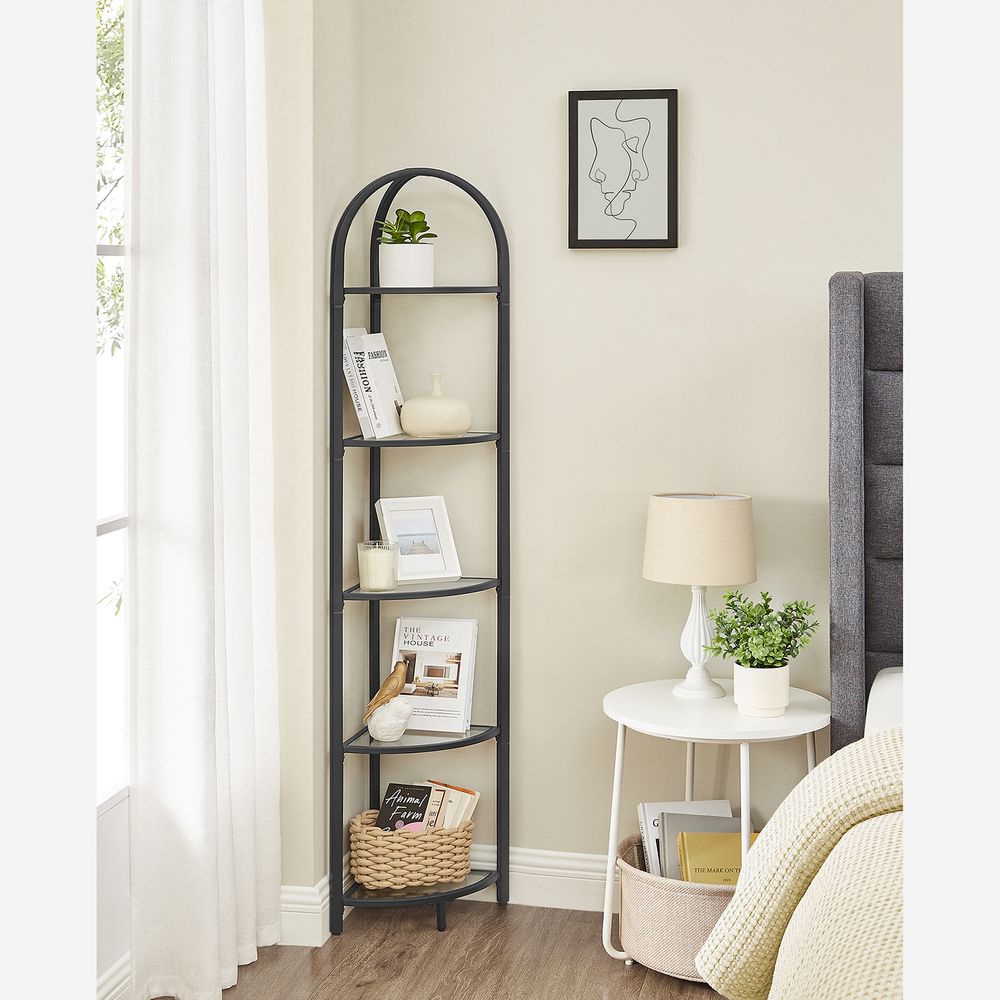 VASAGLE 5-Tier Glass Corner Storage Shelf