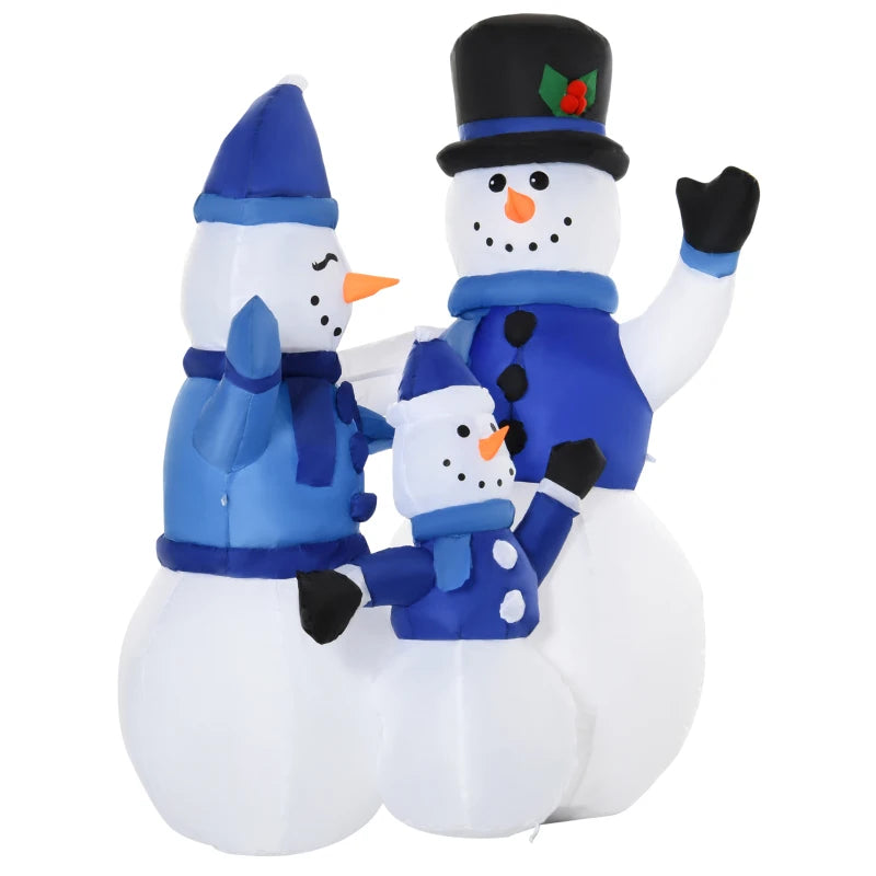HOMCOM 4FT Inflatable Christmas Snowmen Family, LED Lighted Holiday Blow Up Decoration for Indoor & Outdoor Display