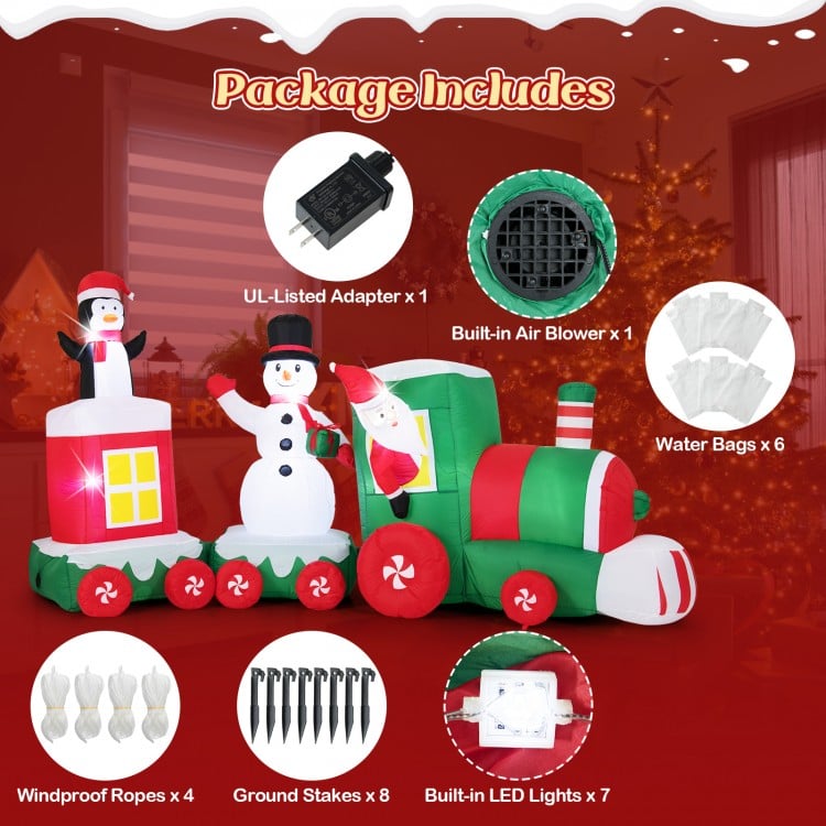 11.5 FT Christmas Inflatables Train Blow Up Santa Claus Driving Train
