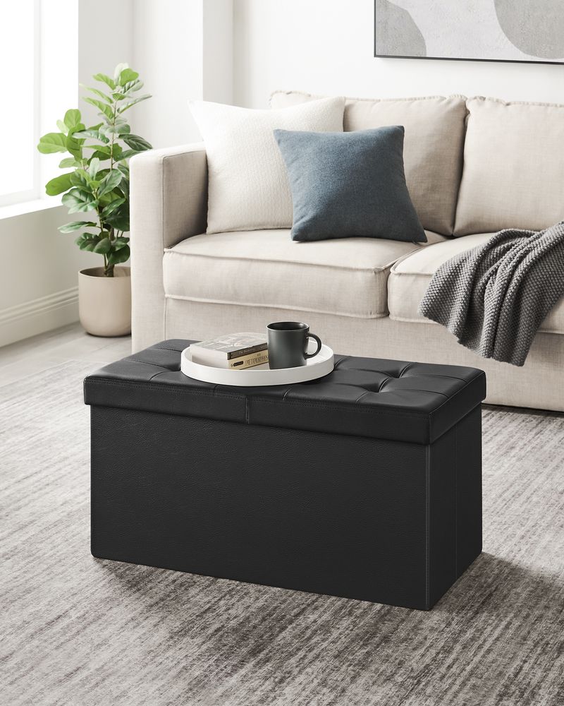SONGMICS Folding Storage Ottoman Bench with Flipping Lid