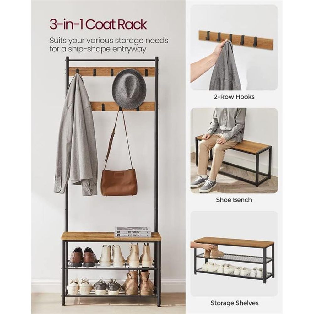 VASAGLE Coat Rack with Shoe Storage Bench