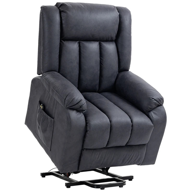 HOMCOM Lift Chair for Seniors, Microfibre Upholstered Electric Recliner Chair with Remote, Quick Assembly, Charcoal Grey