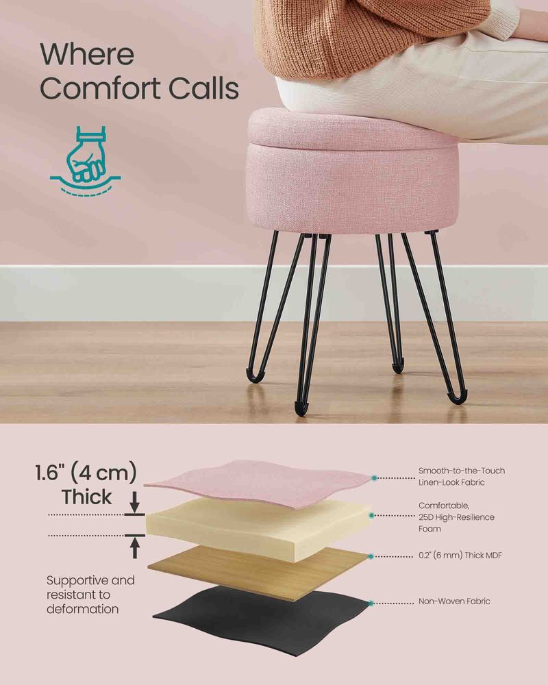 SONGMICS Small Ottoman Stool with Storage