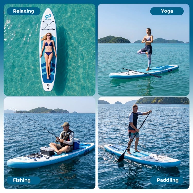 11' Wide Inflatable Stand Up Paddle Board with Backpack for All Skill Levels