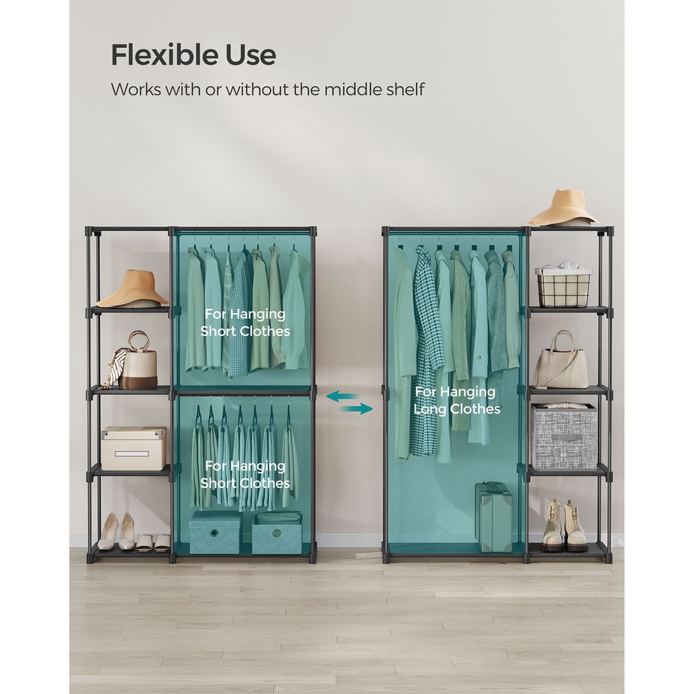 SONGMICS Freestanding Closet Organizer with Shelves, Hanging Rods