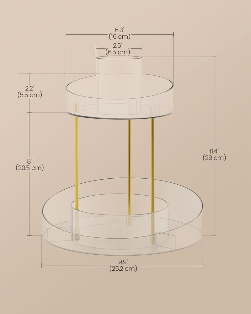 SONGMICS 2-Tier Round Rotating Makeup Organizer