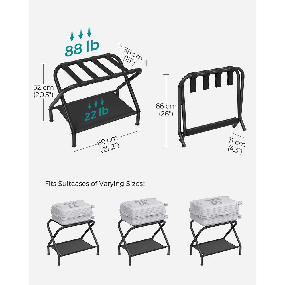 SONGMICS Black Foldable Luggage Rack