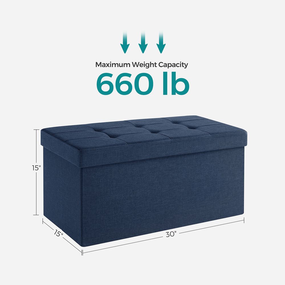SONGMICS 30 Inches Folding Storage Ottoman Bench