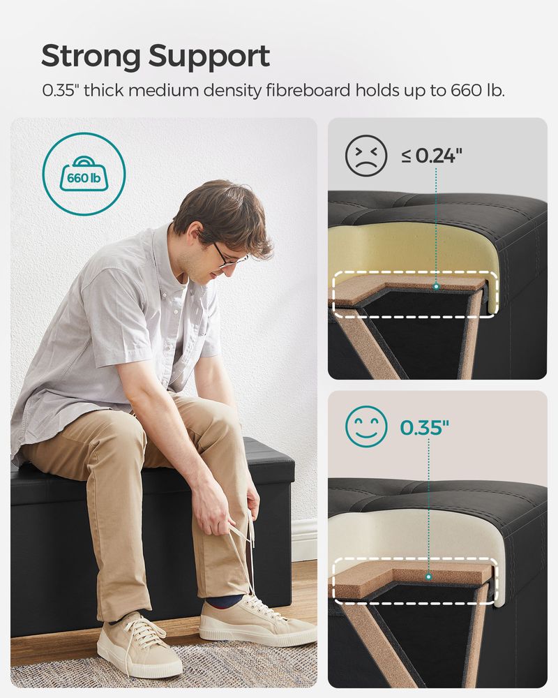 SONGMICS Folding Storage Ottoman Bench