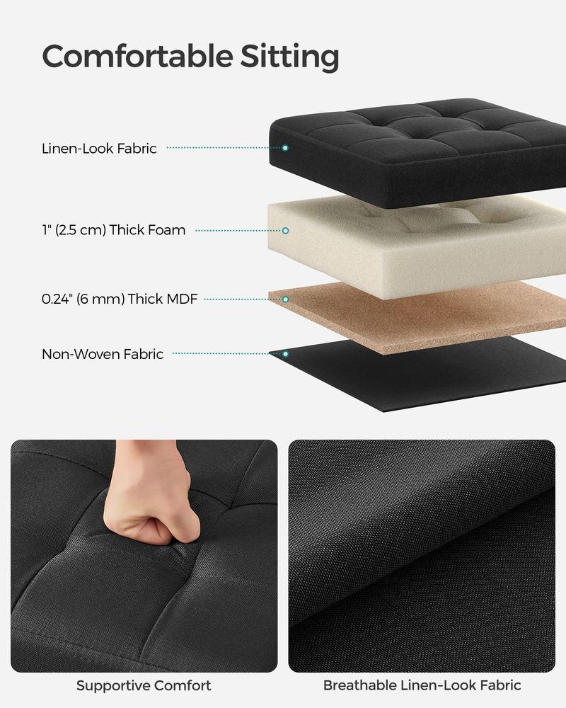 SONGMICS 11.8 Inches Small Folding Storage Ottoman Cube