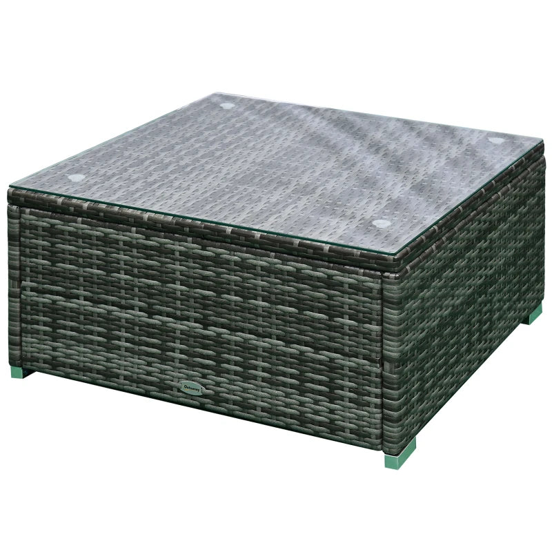 Outsunny 6 Pieces Outdoor PE Rattan Wicker Patio Furniture Sofa Set with Thick Cushions, Deluxe Garden Sectional Couch with Glass Top Table, Mixed Grey and Charcoal