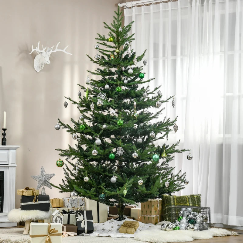 HOMCOM Artificial Christmas Tree with Metal Base, Classic Green Xmas Tree for Holiday Decoration