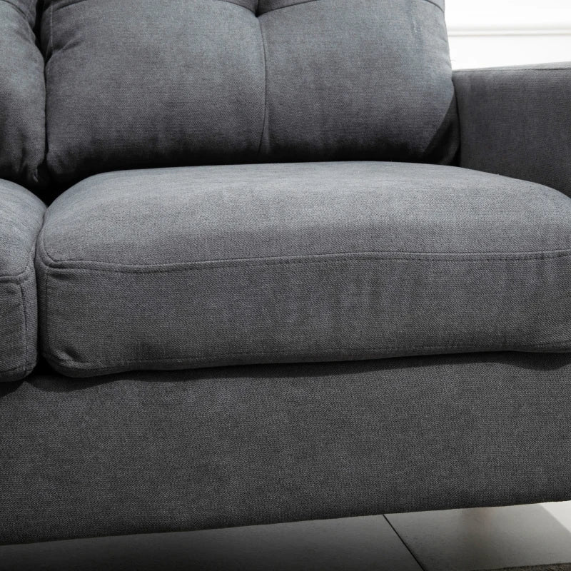 HOMCOM Sectional Sofa Couch, L Shaped Couch with Reversible Chaise, Wooden Legs for Living Room, Bedroom, Dark Grey