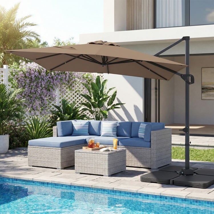 11 x 9 FT Aluminum Pole Outdoor Offset Hanging Umbrella with 220 LBS Base