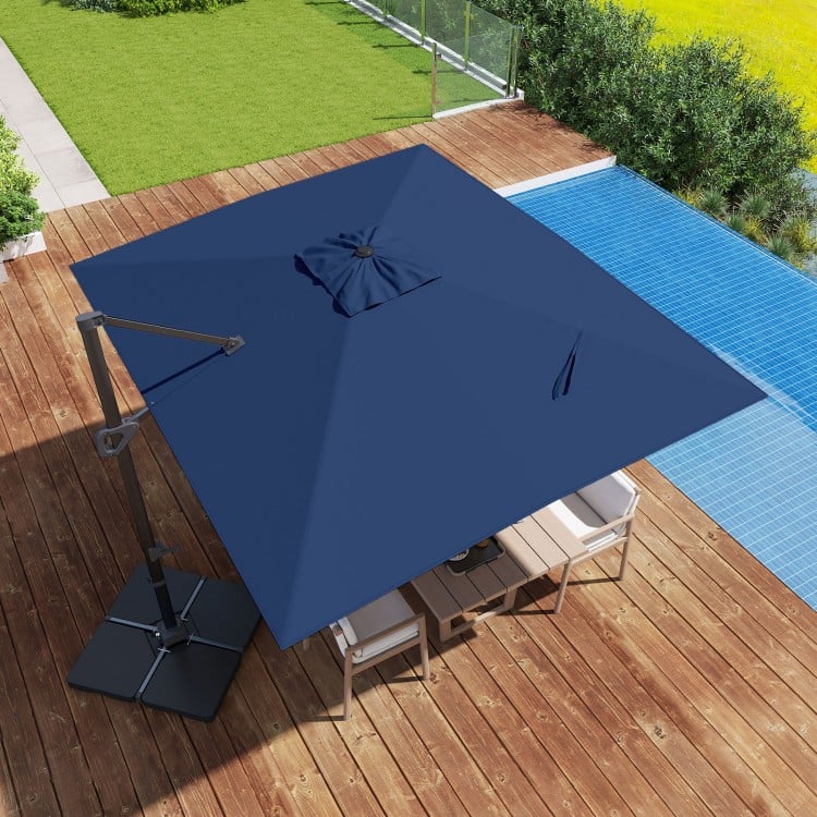 11 x 9 FT Aluminum Pole Outdoor Offset Hanging Umbrella with 220 LBS Base