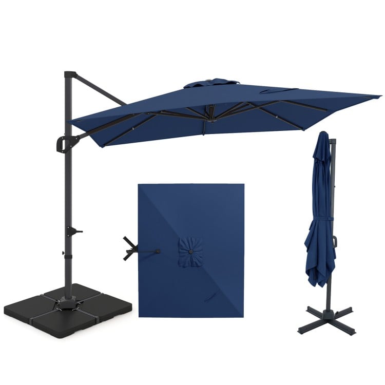 11 x 9 FT Aluminum Pole Outdoor Offset Hanging Umbrella with 220 LBS Base