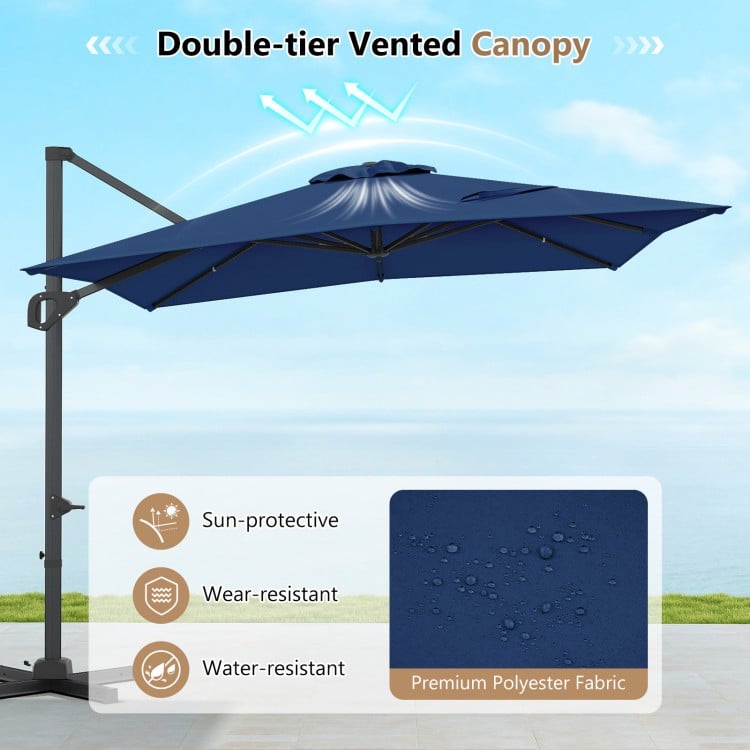 11 x 9 FT Aluminum Pole Outdoor Offset Hanging Umbrella with 220 LBS Base