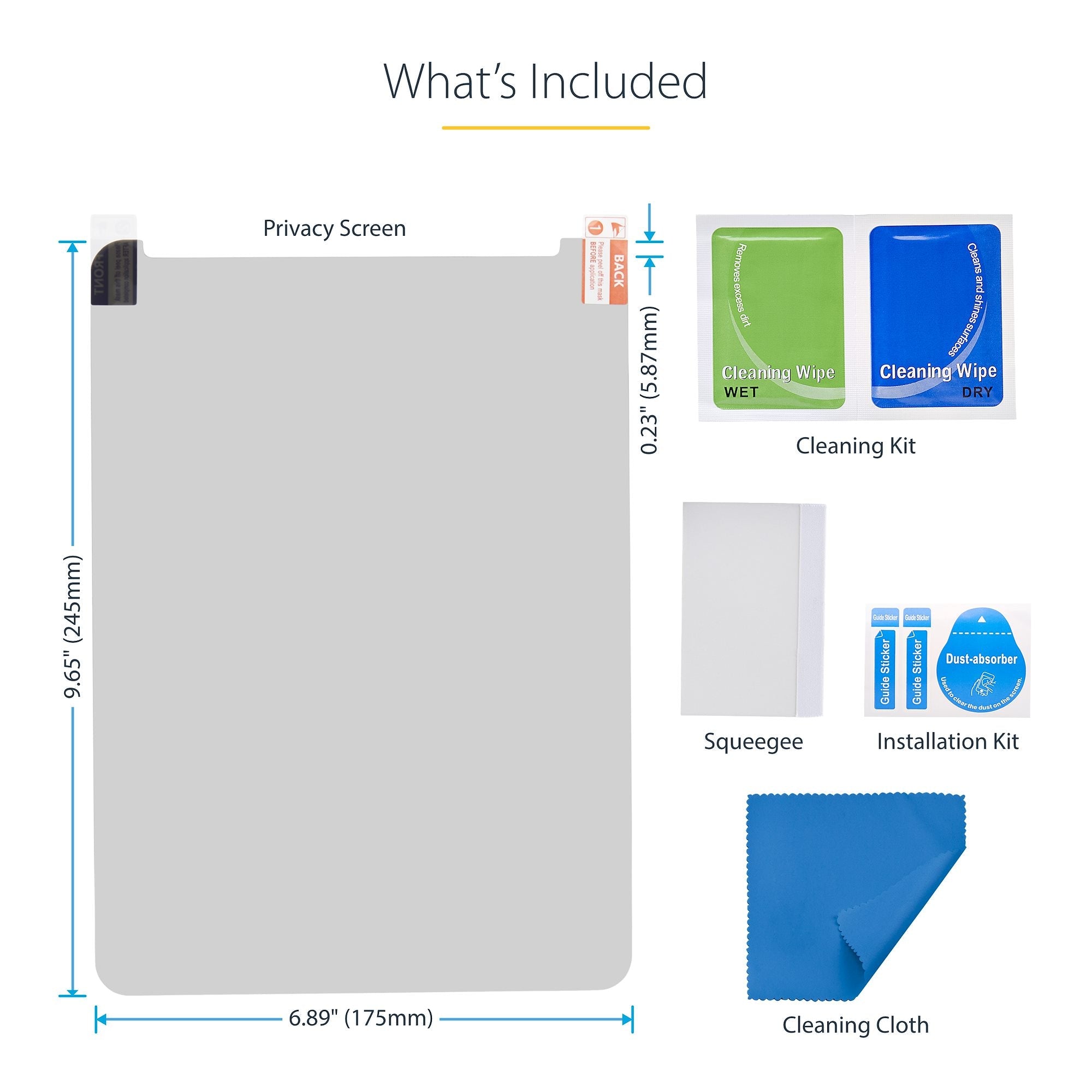4-Way Privacy Screen For 11-inch iPad Pro, For Portrait/Landscape Orientations, Touch-Enabled, +/- 30 Deg. View, Blocks up to 51% Blue Light, Anti-Glare