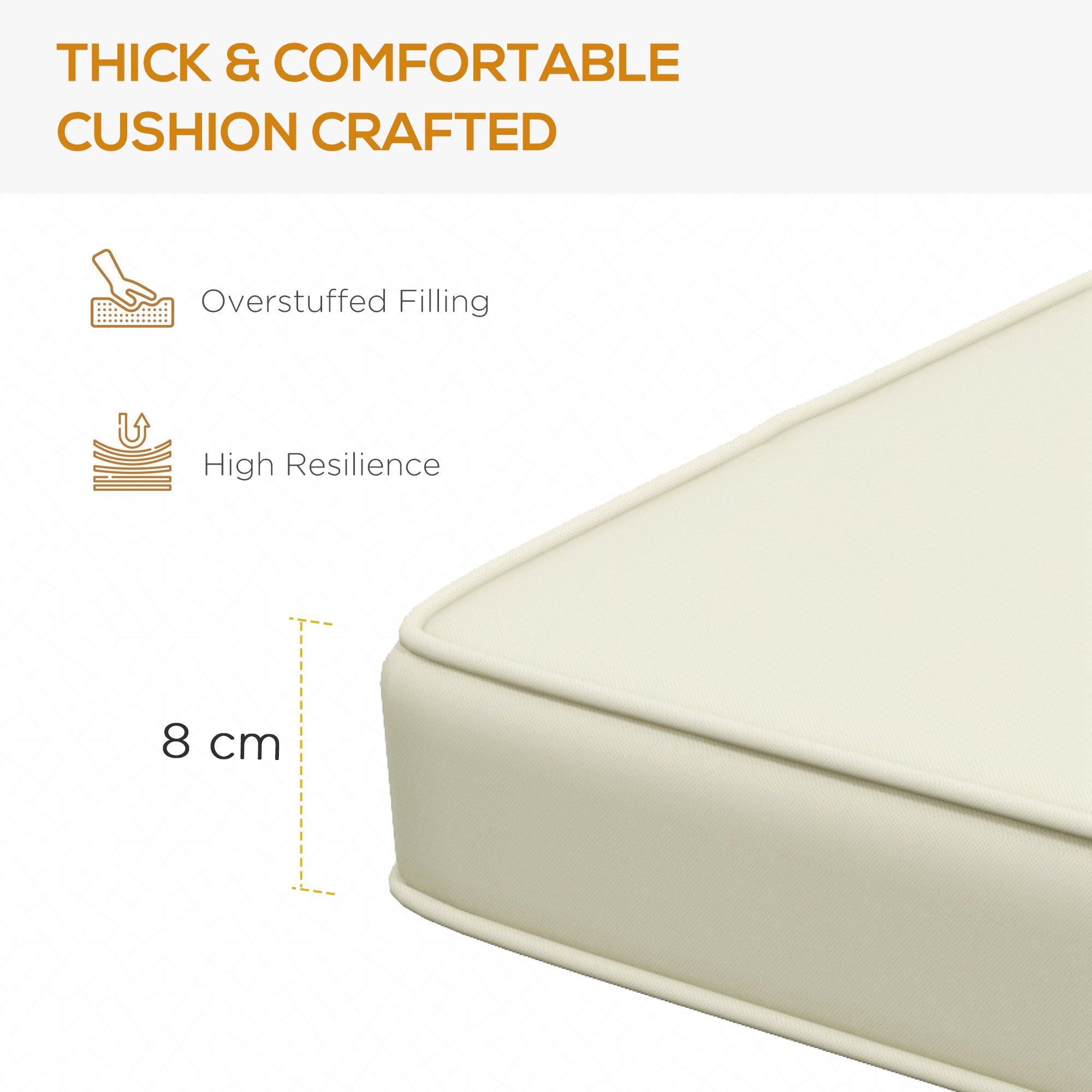 Outsunny Patio Bench Cushion 2-Seater Outdoor Swing Seat Pad with Zipper Ties Cream White