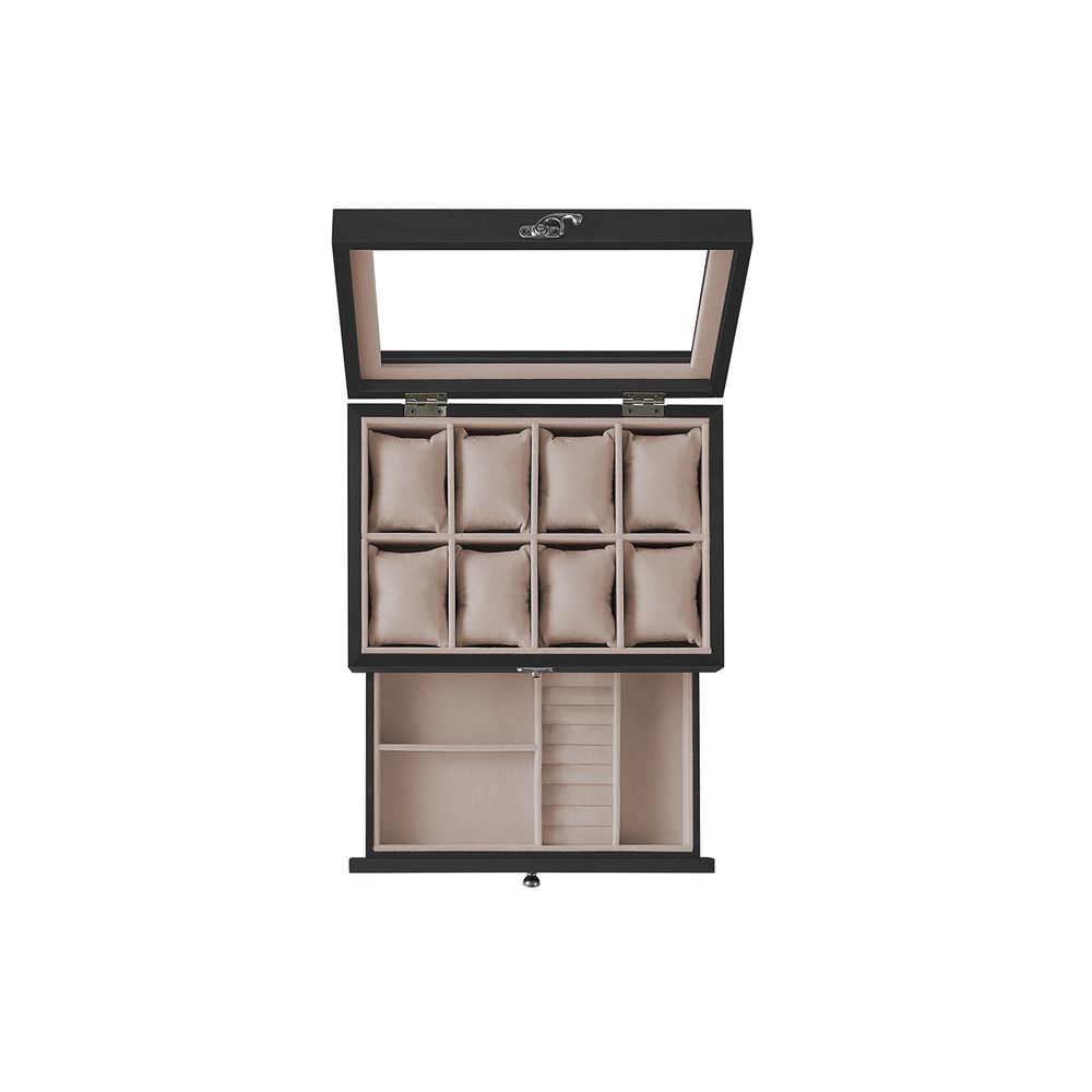 SONGMICS 8 & 12-Slot Watch Box with Large Glass Lid