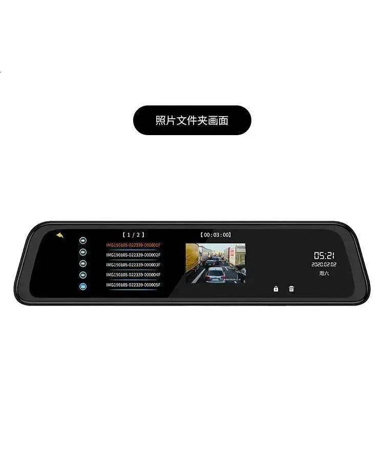 12-inch Smart Voice-activated Car Rearview Mirror Tachograph, 170 wide angle, Dashcam Camera Recorder. Front and Back view dual Camera.