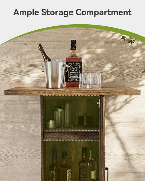Bar Table 31.5" Square High-Top with Storage Cabinet Farmhouse Pub Table Brown